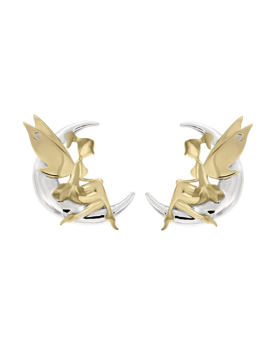 Aretes de hada Moony de oro con acabado mate diamante