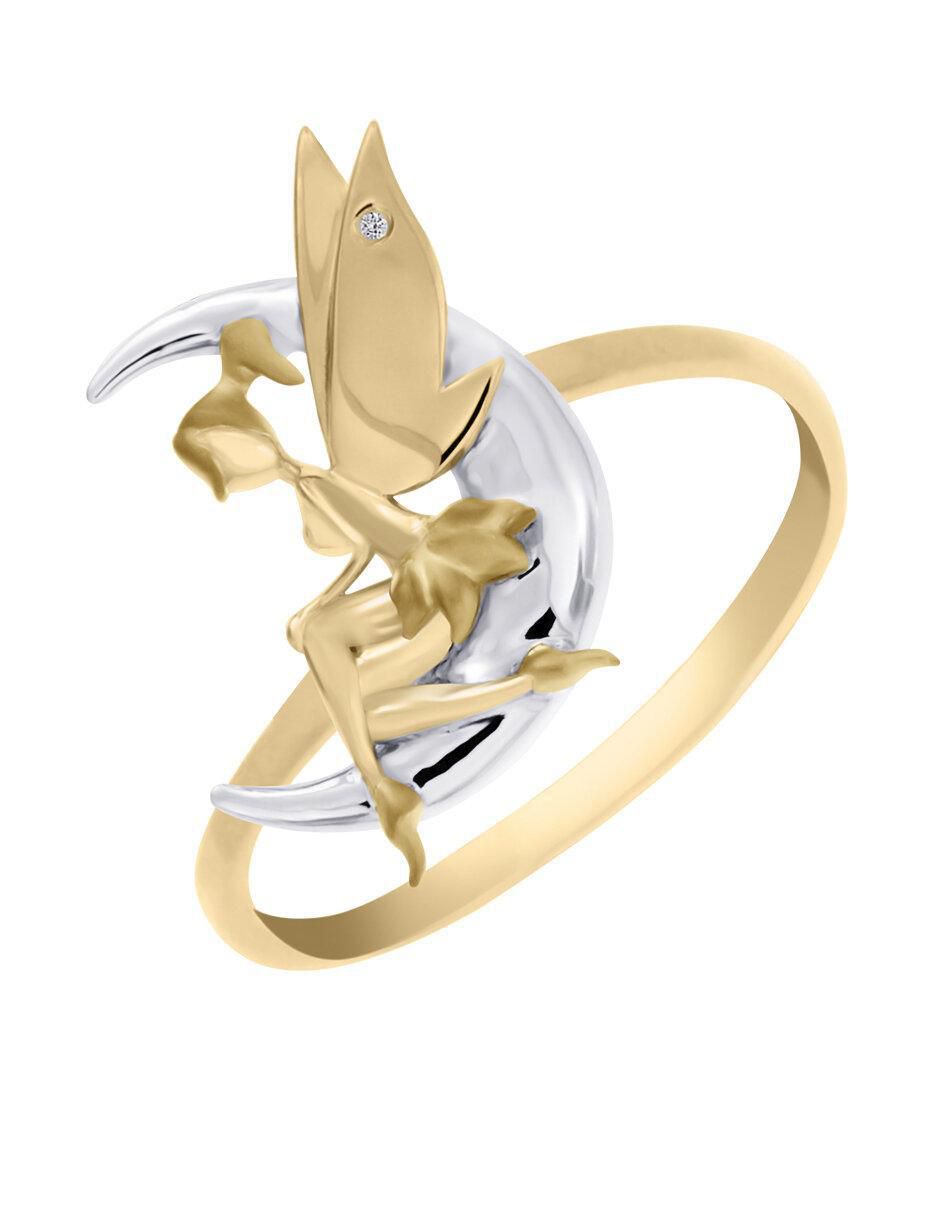 Anillo Moony 14 k de oro diamante brillante 2