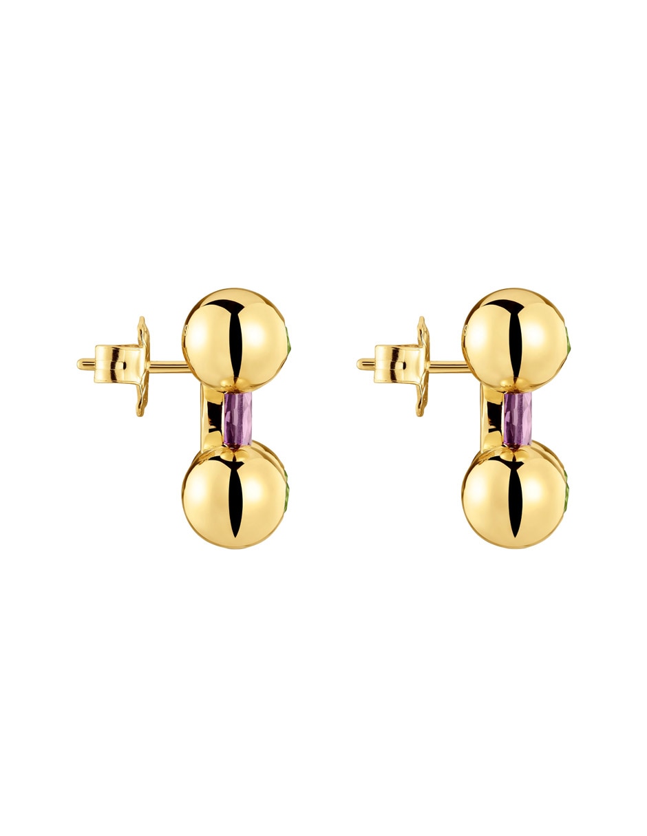 Aretes redondos Sugar Party de plata P 925 con acabado baño de oro amatista 2