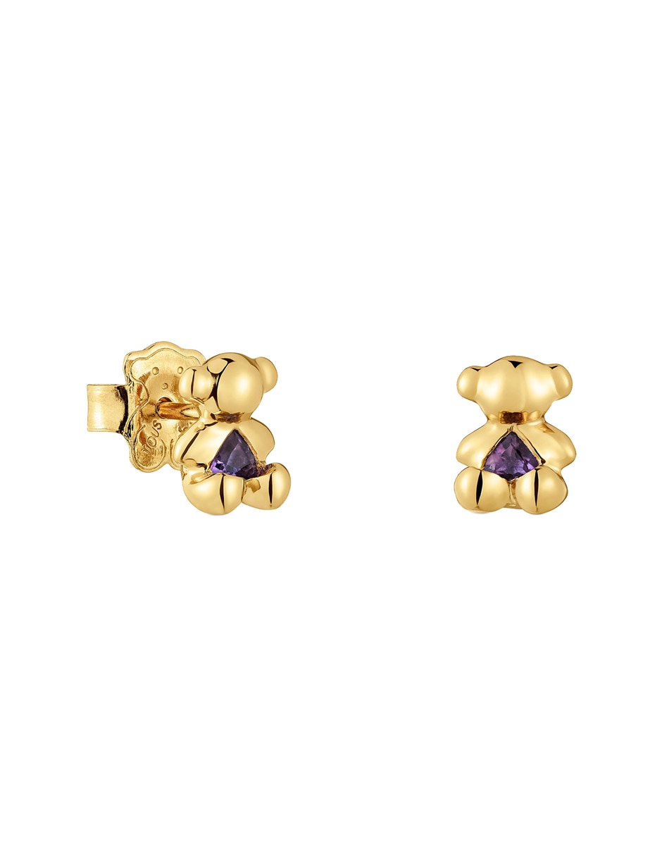 Broqueles de oso Bold Bear de oro P 925 amatista