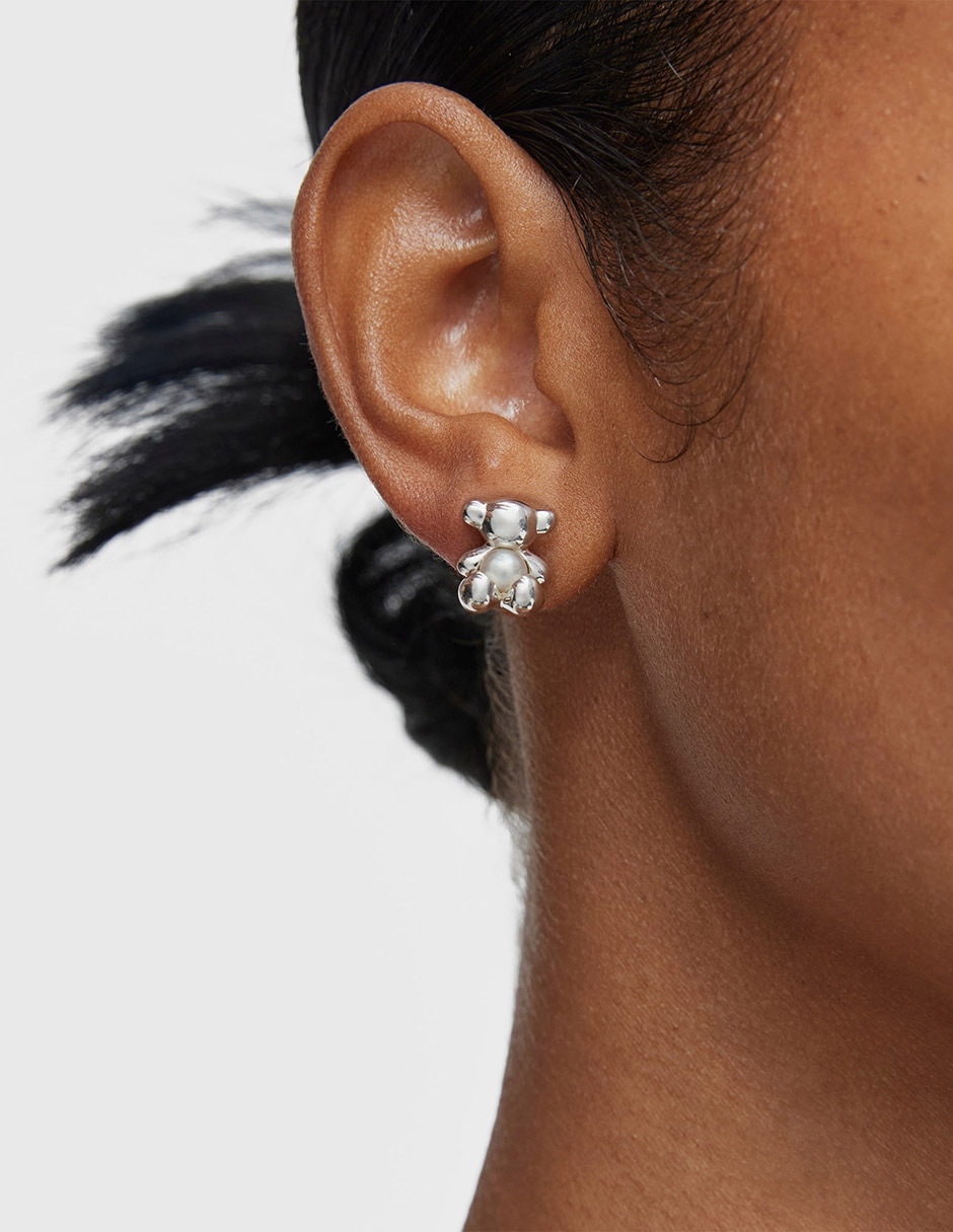 Aretes de oso Bold Bear de plata P 925 con acabado espejo nácar 6