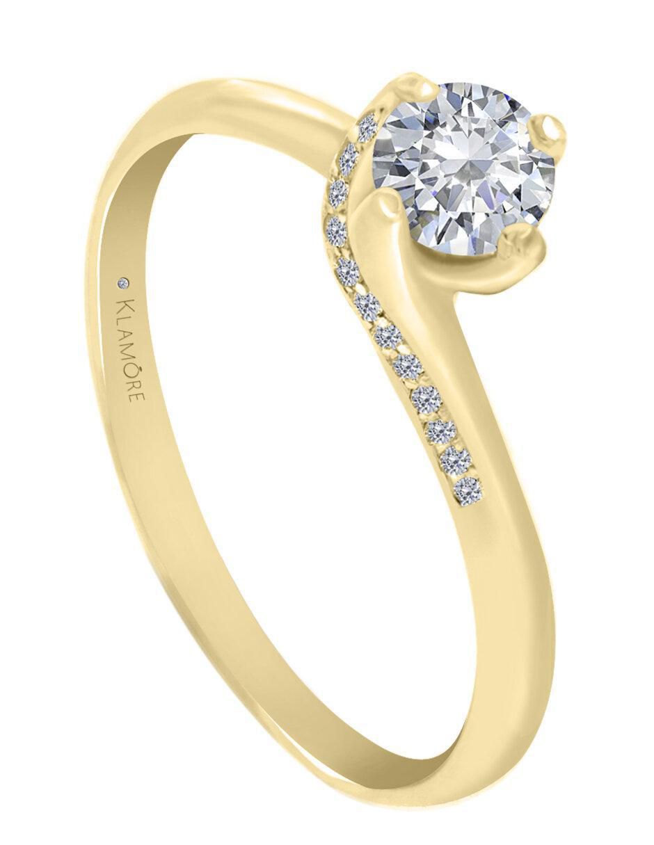 Solitario "de" oro 14 k klamore diamante