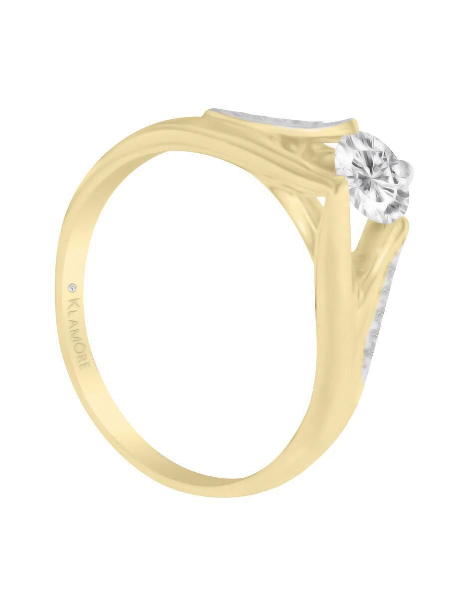 Solitario "de" oro 14 k klamore diamante