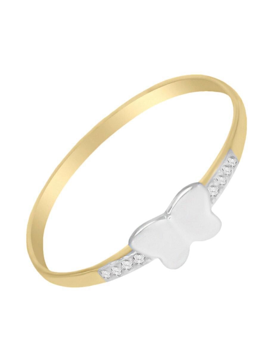 Anillo de mariposa Fantasy 14 k de oro amarillo diamante brillante 2