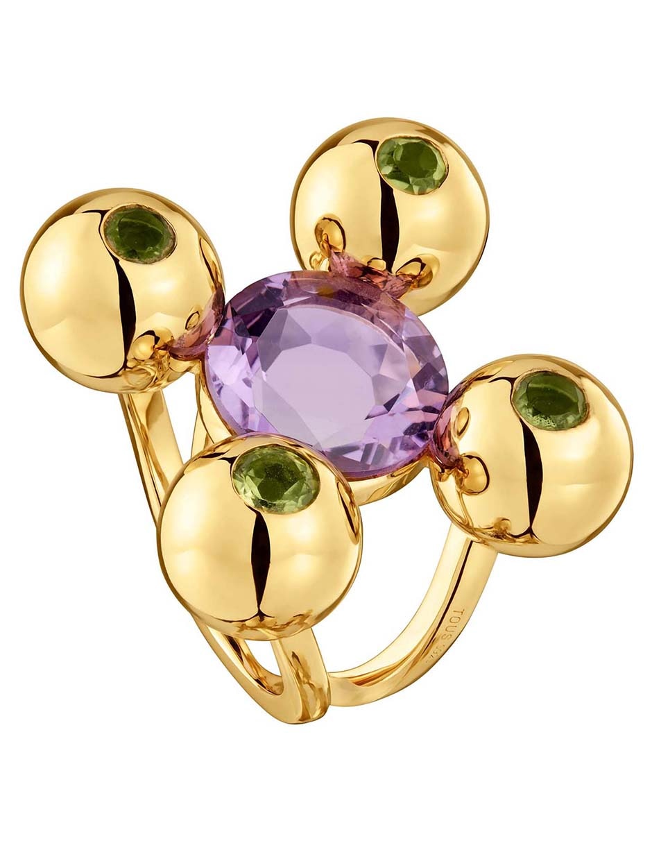 Anillo Sugar Party de plata P 925 amatista con acabado baño de oro 2
