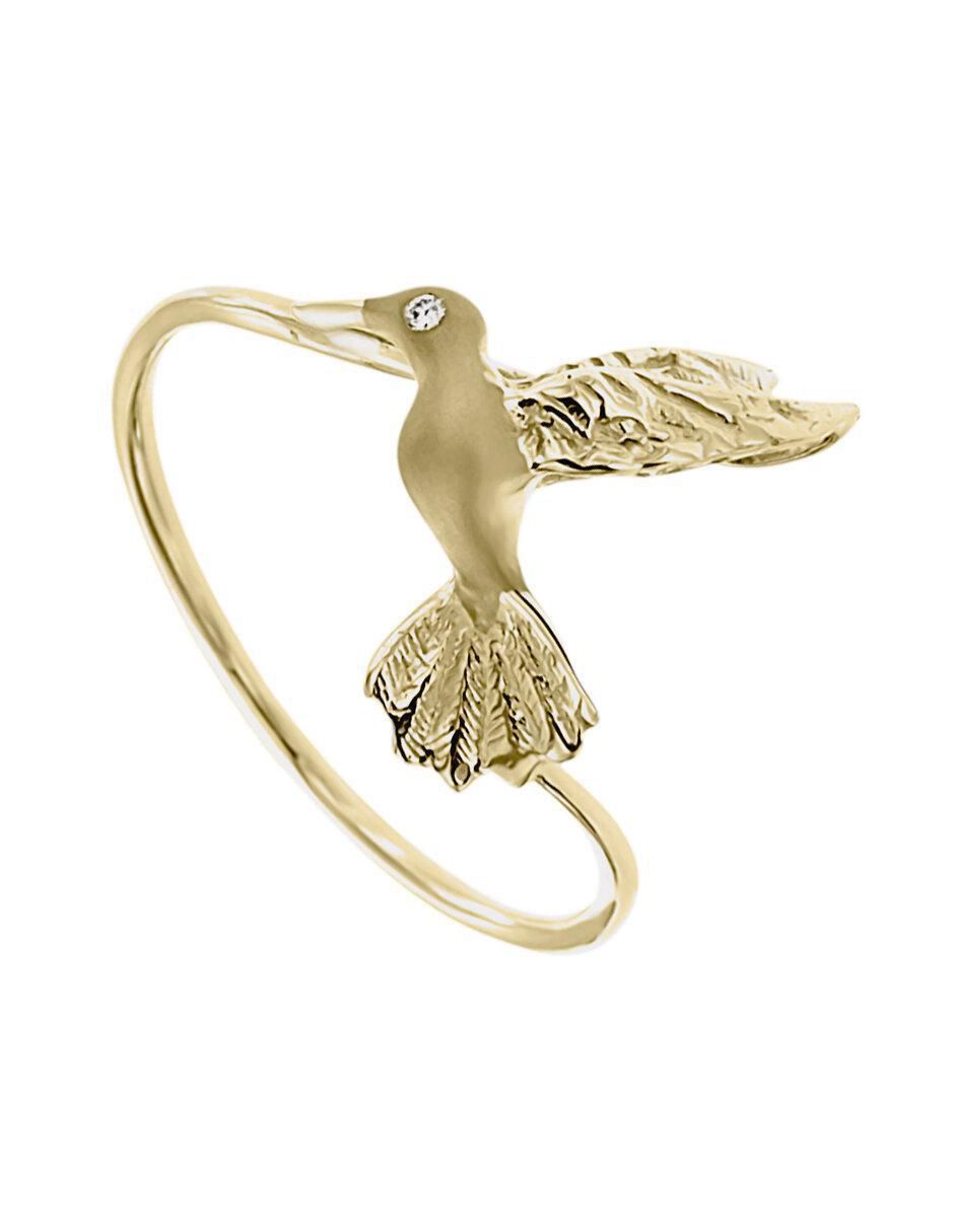 Anillo de colibrí 14 k de oro amarillo diamante brillante 3