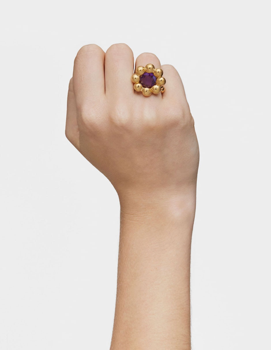 Anillo de flor Sugar Party de plata P 925 amatista con acabado baño de oro 6