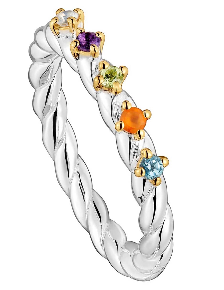 Anillo Sugar Party de plata P 925 amatista con acabado baño de oro 2