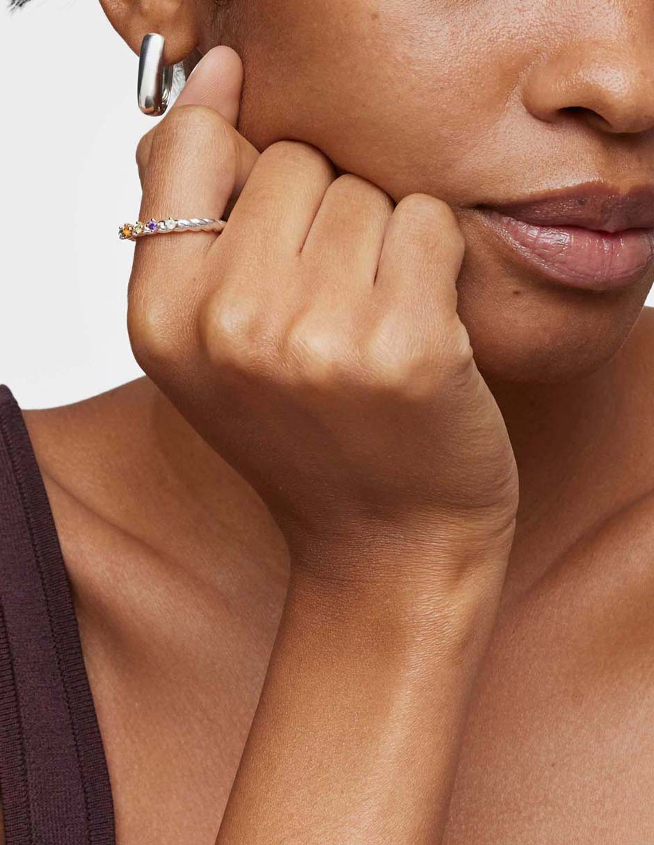 Anillo Sugar Party de plata P 925 amatista con acabado baño de oro 4