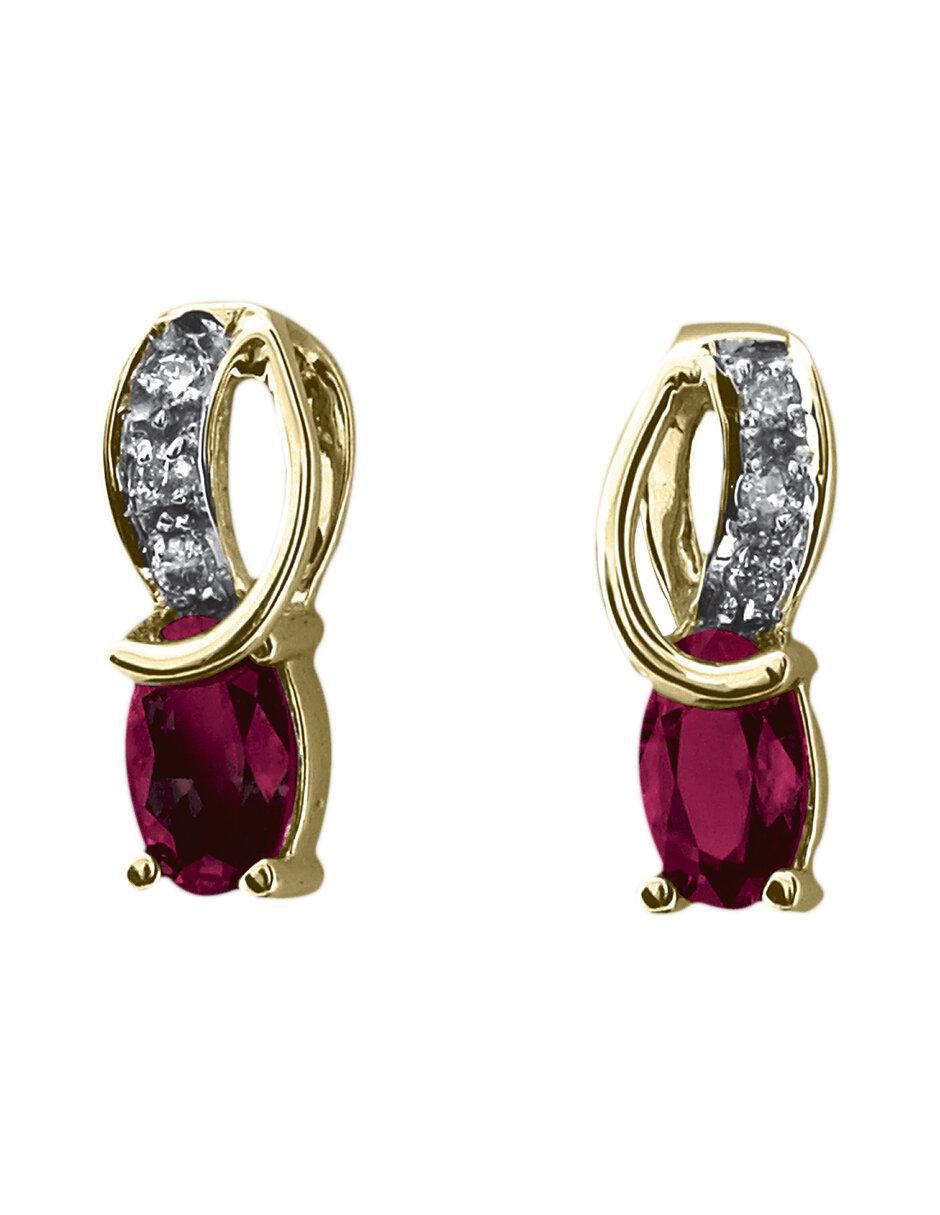 Aretes Charisse de oro con acabado brillante rubí