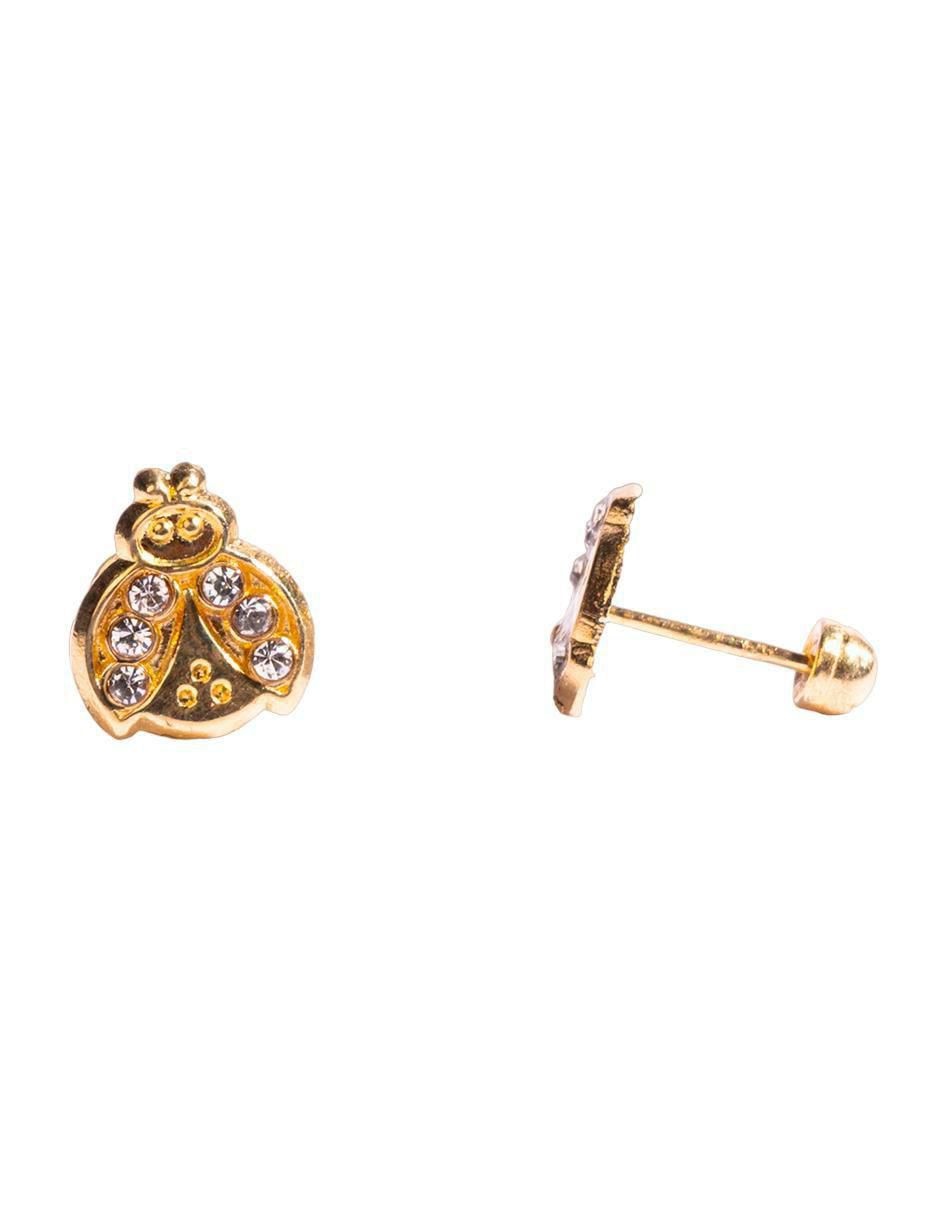 Broqueles de catarina de oro zirconia 3