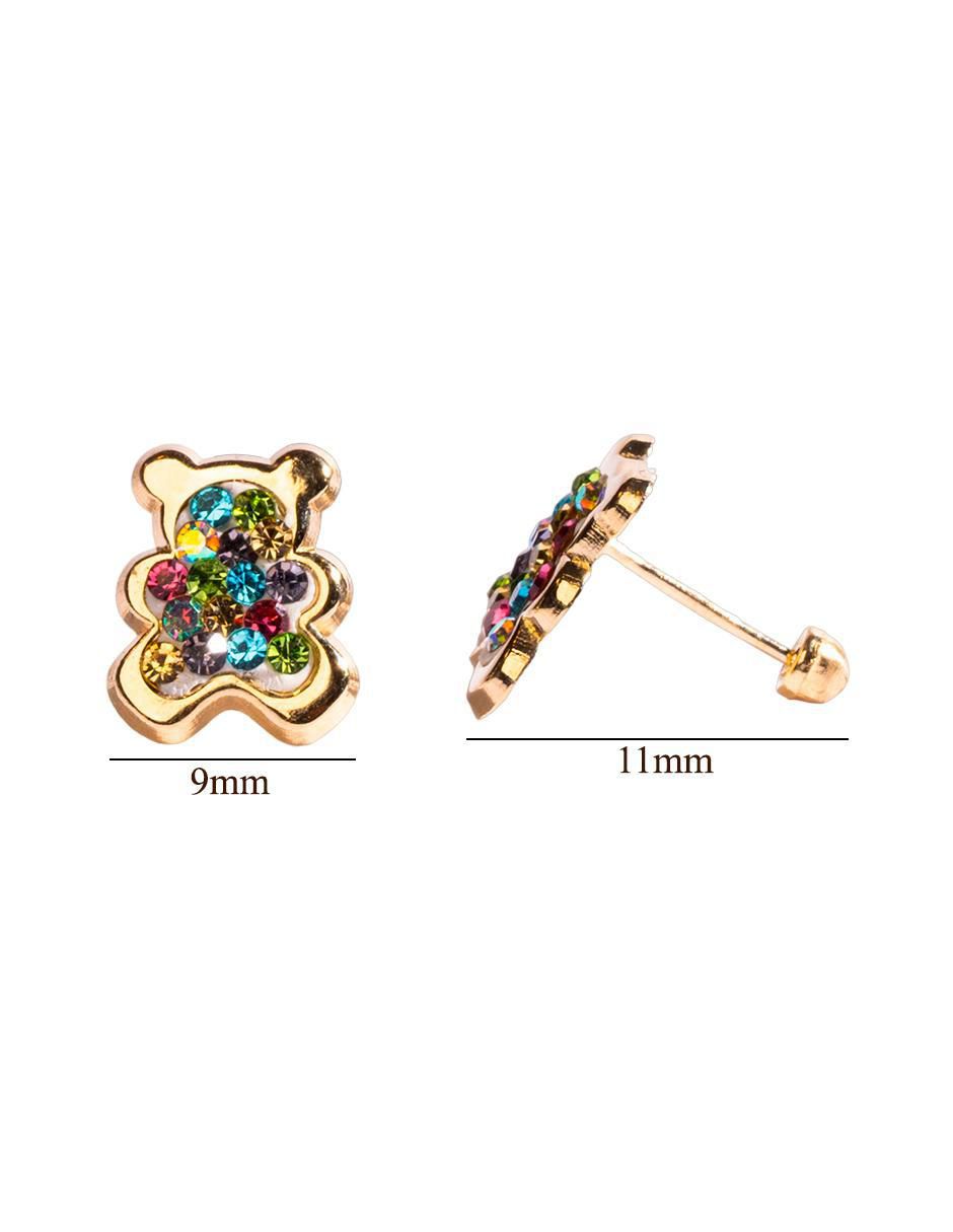 Broqueles de oso de oro con acabado brillante zirconia 4