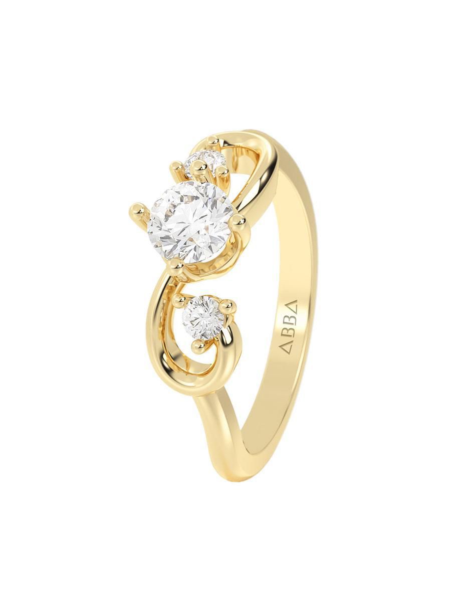 Anillo de compromiso "de" oro 10 k abba joyas sin familia o colección zirconia