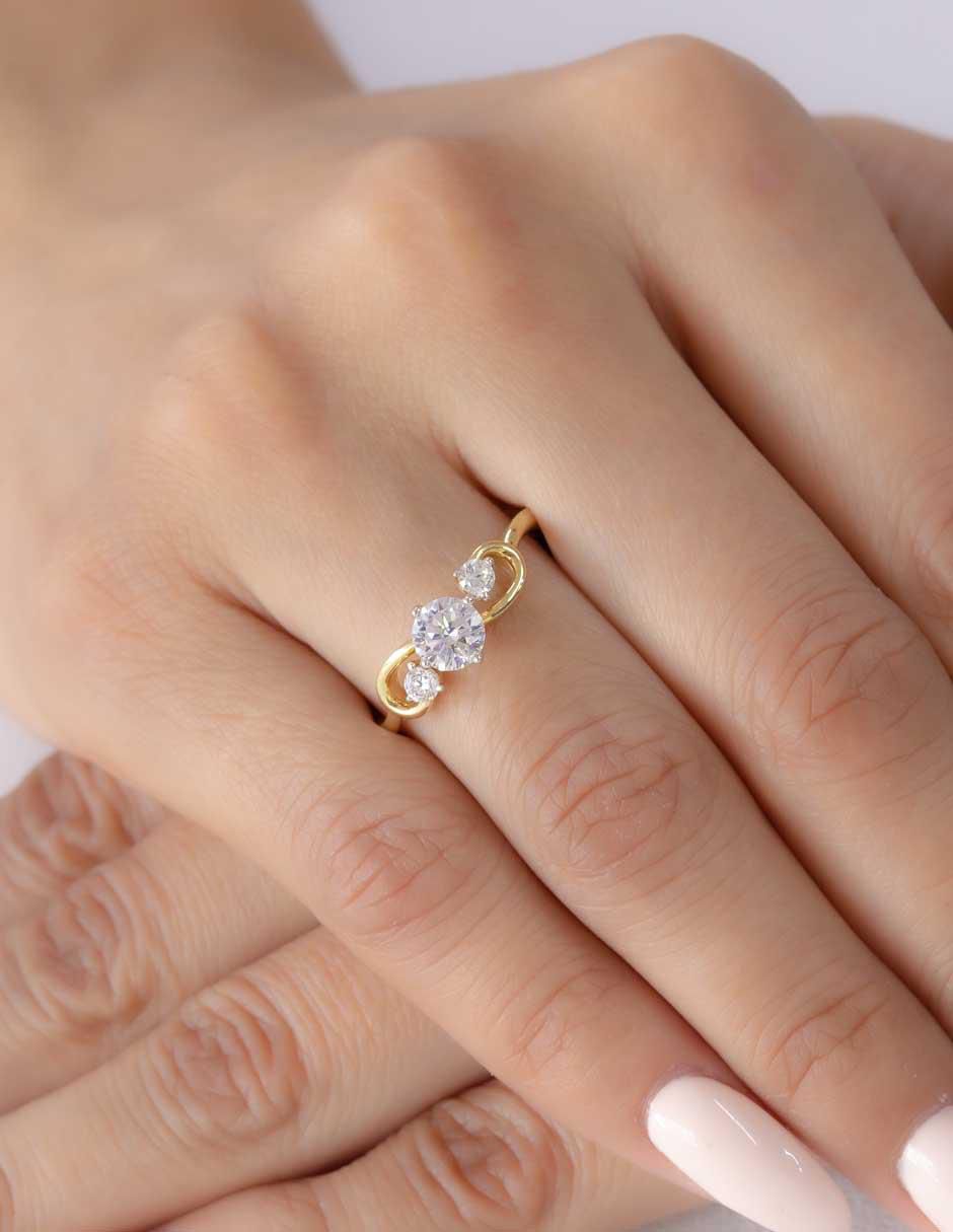 Anillo de compromiso "de" oro 10 k abba joyas sin familia o colección zirconia