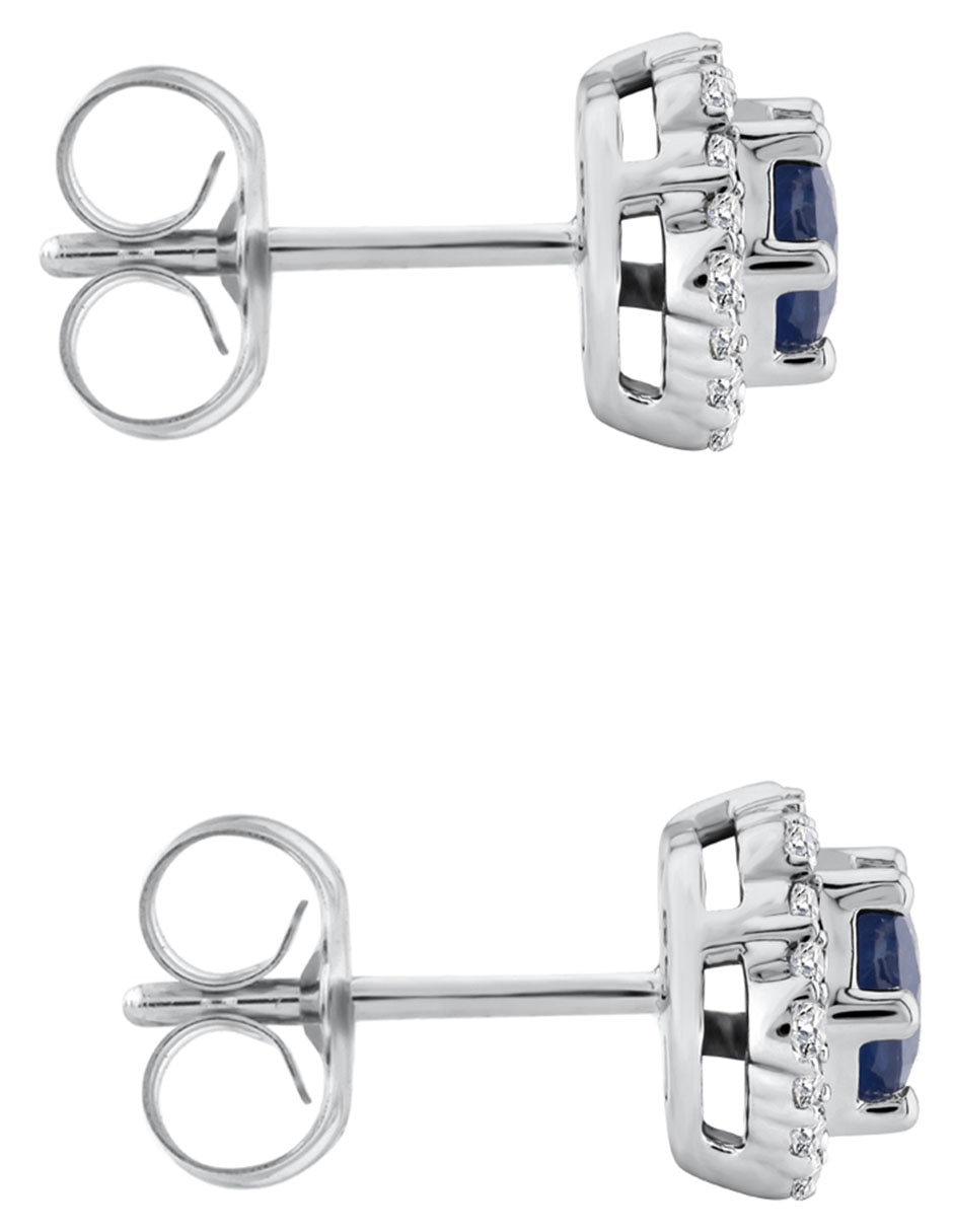 Aretes hexagonales de oro con acabado brillante zafiro 3