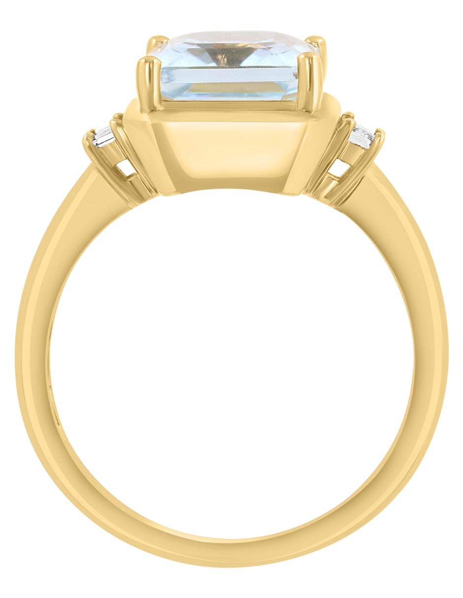 Anillo cuadrado 14 k de oro esmeralda y diamante brillante 2