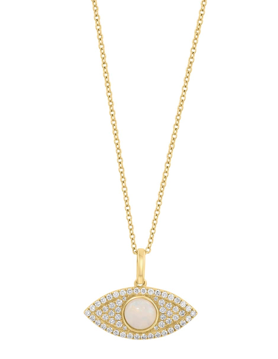 Collar con dije de ojo de oro amarillo 14 K