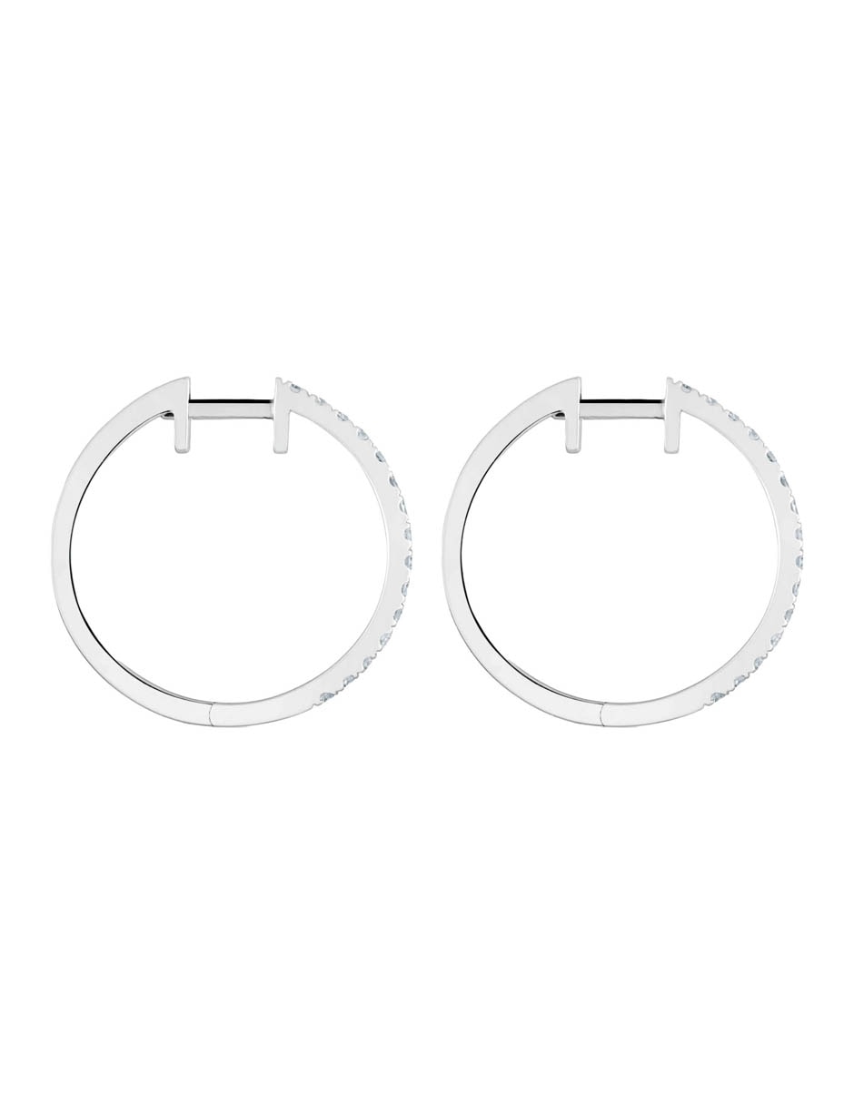 Aretes de aro redondos Les Classiques de oro blanco con acabado brillante diamante 2