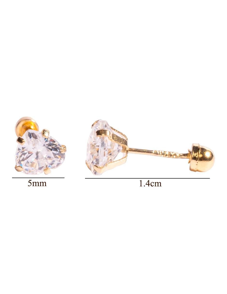 Broqueles de corazón de oro con acabado brillante zirconia 4