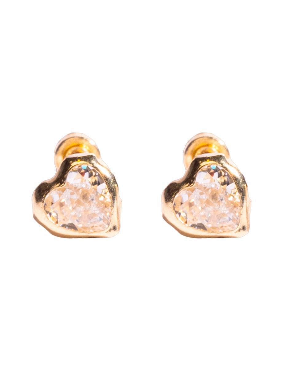 Broqueles de corazón de oro con acabado brillante zirconia Broqueles de corazón de oro con acabado brillante zirconia