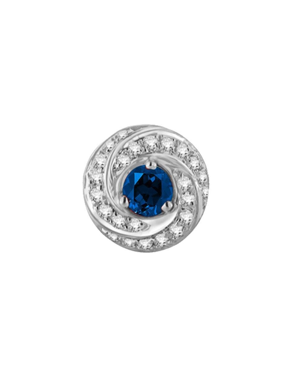 Aretes circulares Hera de oro blanco con acabado brillante zafiro y diamante 3