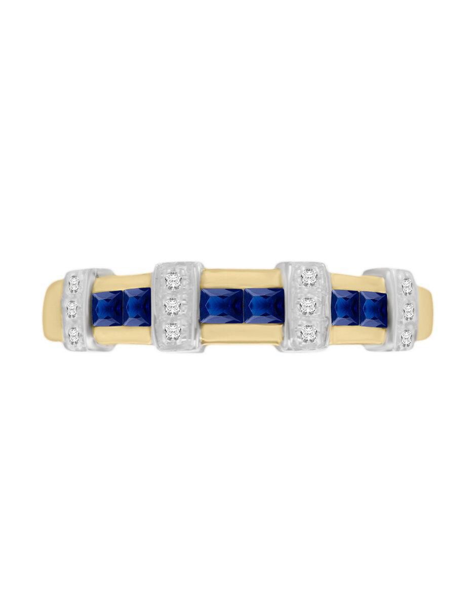 Anillo Luisiana 14 k de oro amarillo zafiro y diamante brillante