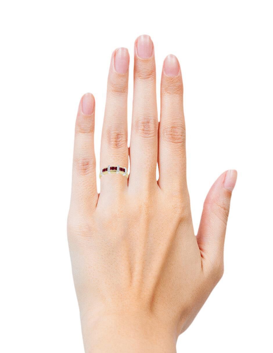 Anillo Luisiana 14 k de oro amarillo rubí y diamante brillante 4