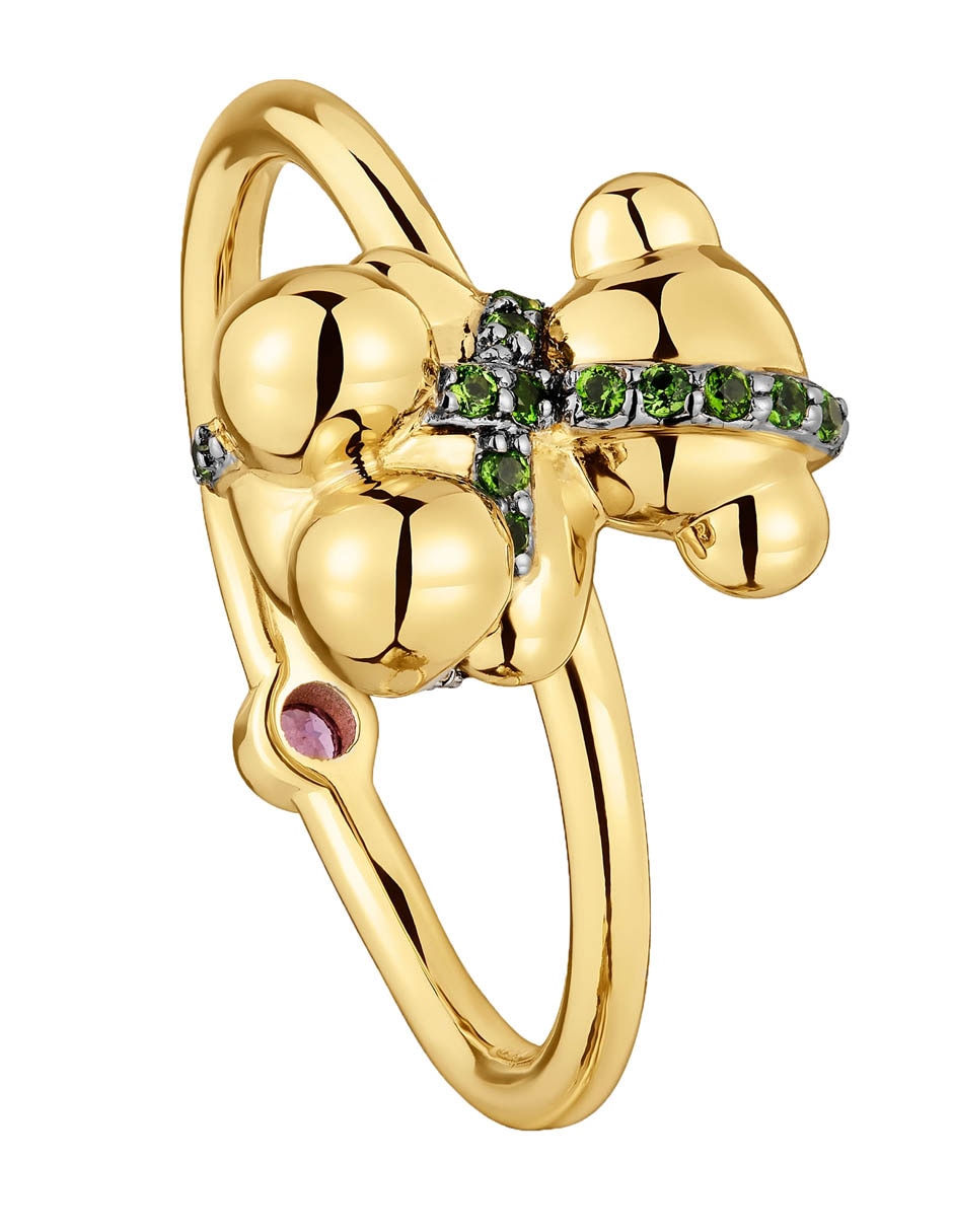 Anillo de oso Lligat cromodiópsido con acabado baño de oro P 925 2