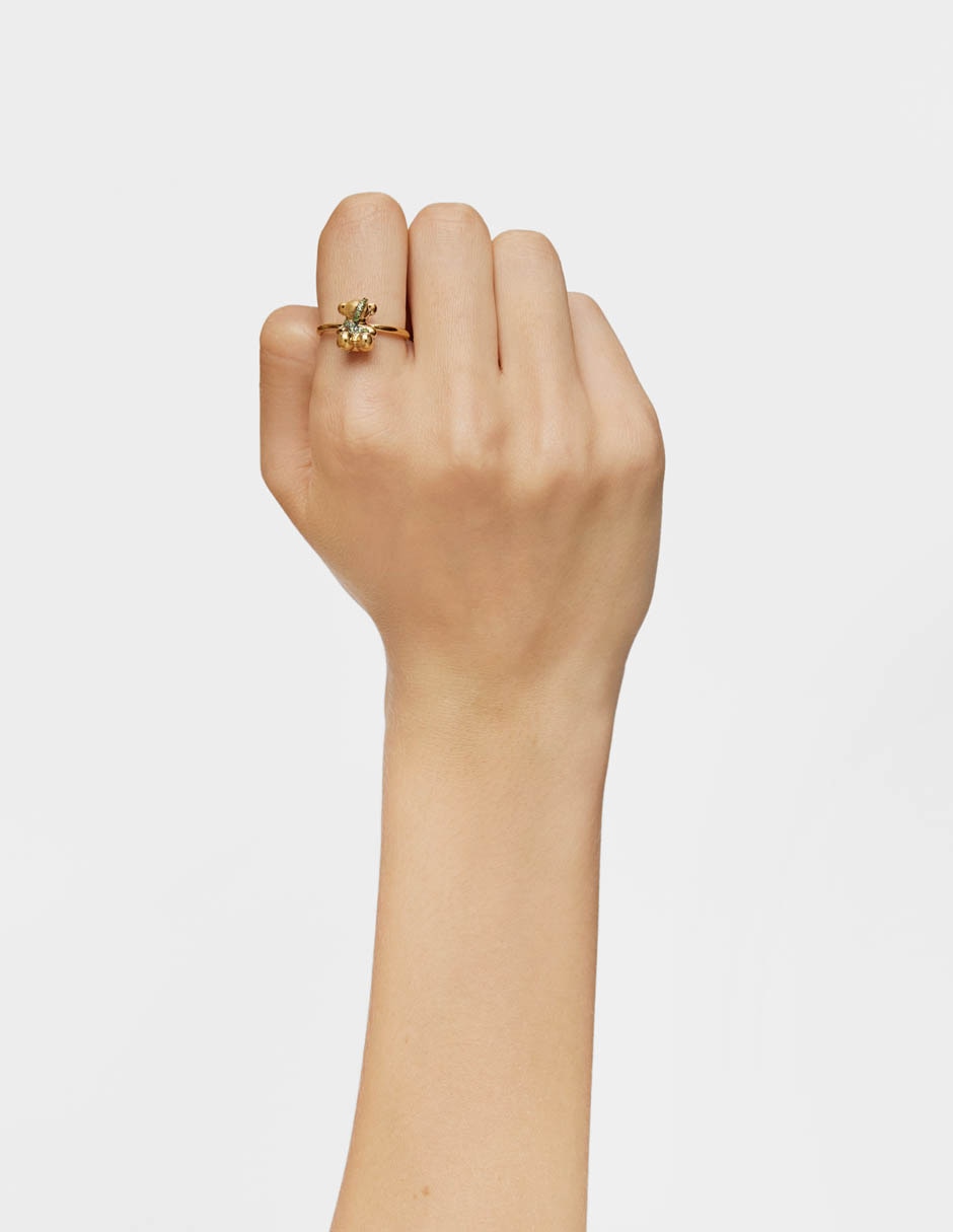 Anillo de oso Lligat cromodiópsido con acabado baño de oro P 925 4