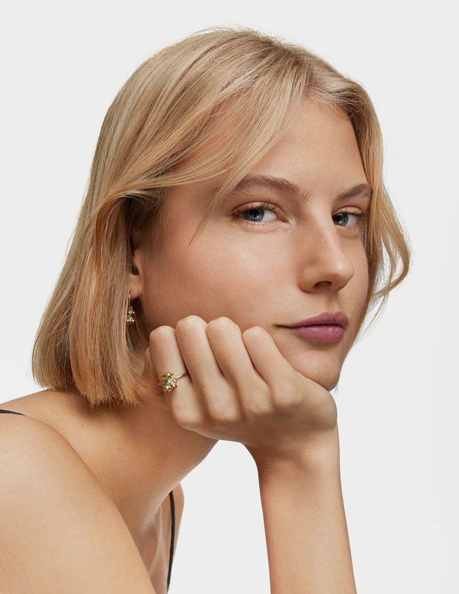Anillo de oso Lligat cromodiópsido con acabado baño de oro P 925 5
