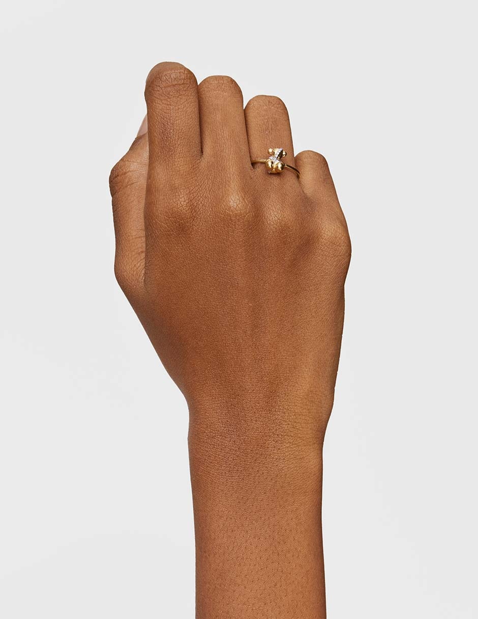 Anillo de oso Lligat 18 k de oro diamante brillante 8