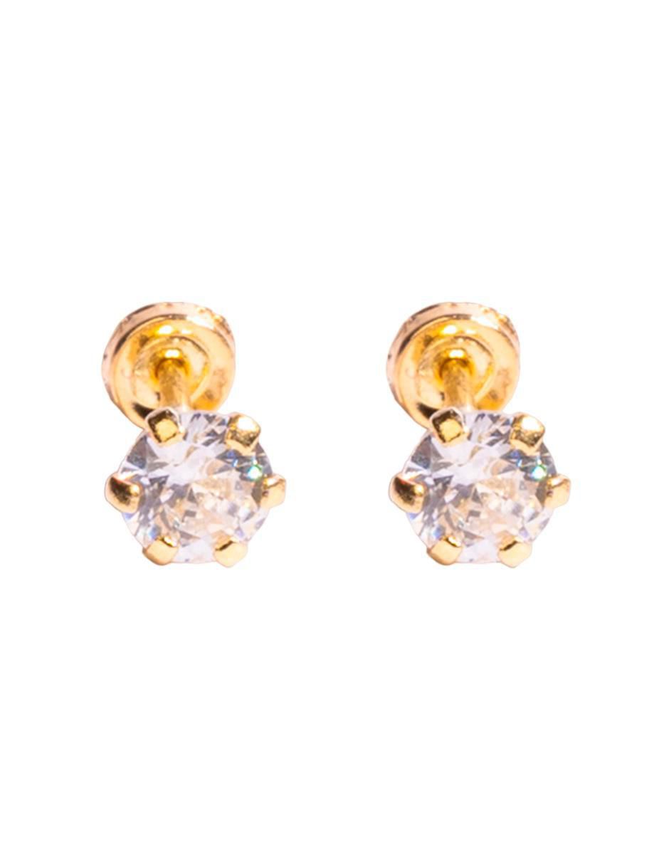 Broqueles redondos de oro con acabado brillante zirconia Broqueles redondos de oro con acabado brillante zirconia