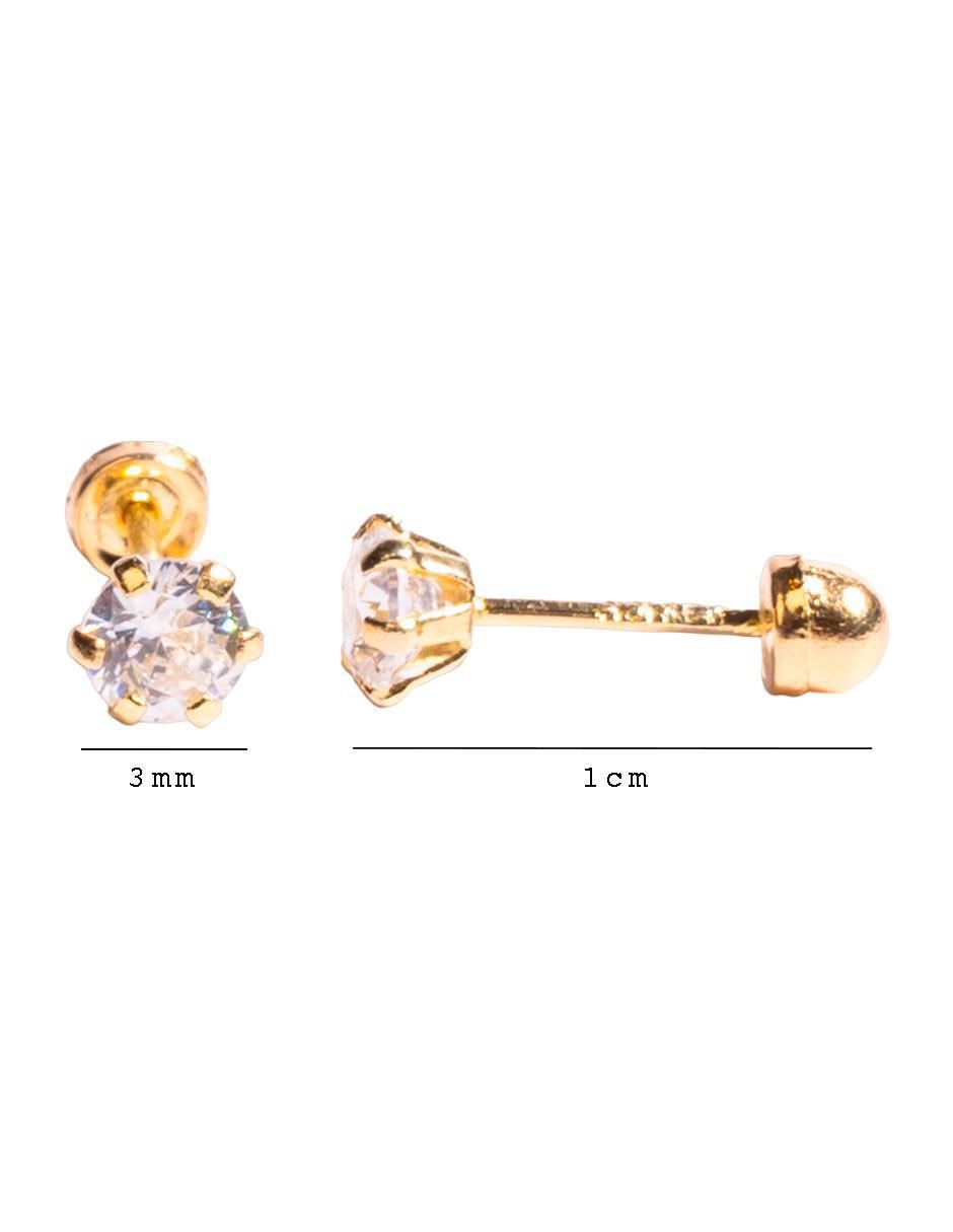 Broqueles redondos de oro con acabado brillante zirconia 4