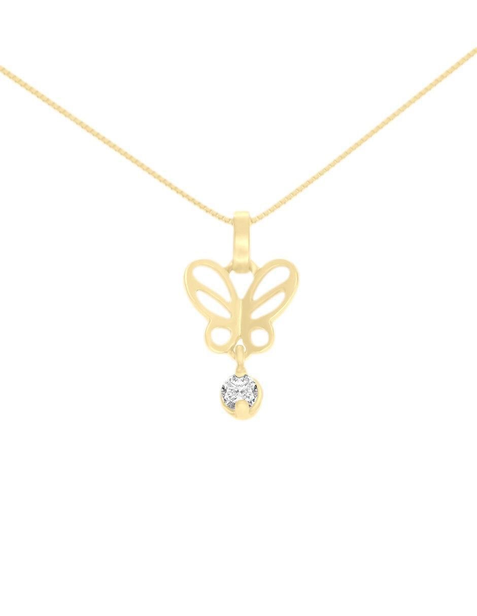 Colgante Y Dije de mariposa de oro amarillo 14 K