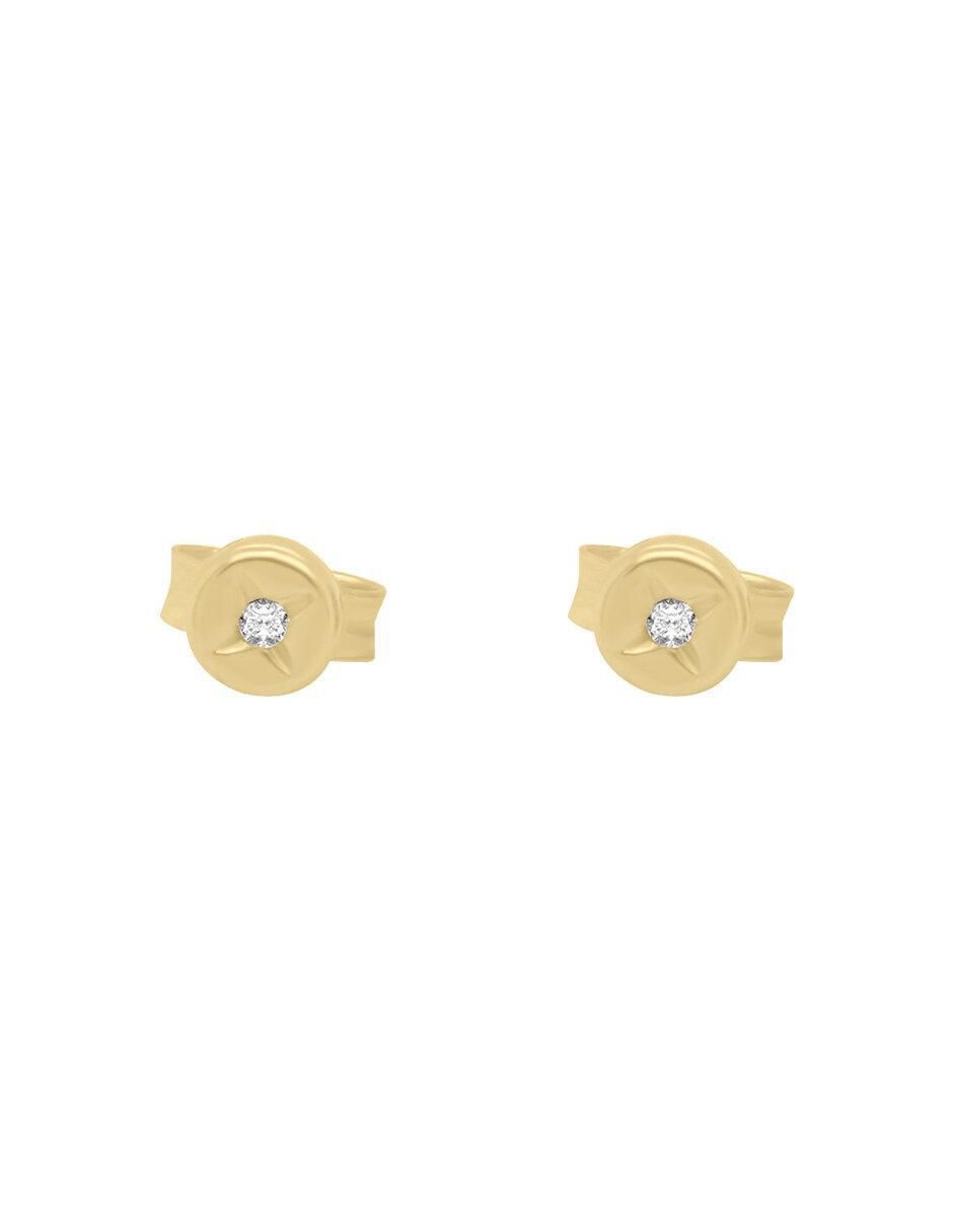 Broqueles redondos Mila de oro amarillo con acabado brillante diamante Broqueles redondos Mila de oro amarillo con acabado brillante diamante