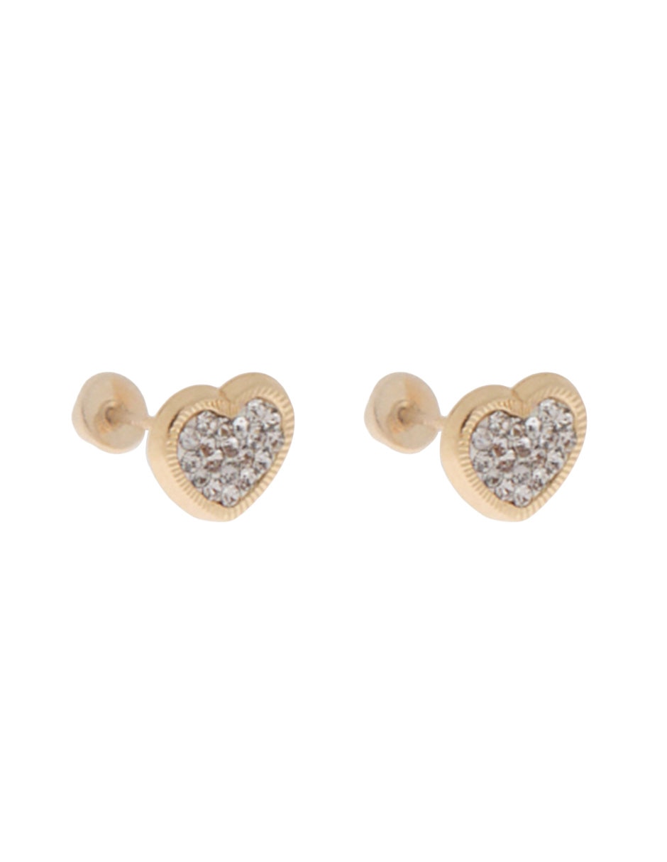 Broqueles de corazón de oro con acabado brillante zirconia 2