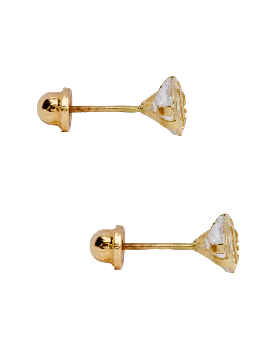 Broqueles de corazón Invierno de oro 14 k con acabado brillante circonia 3