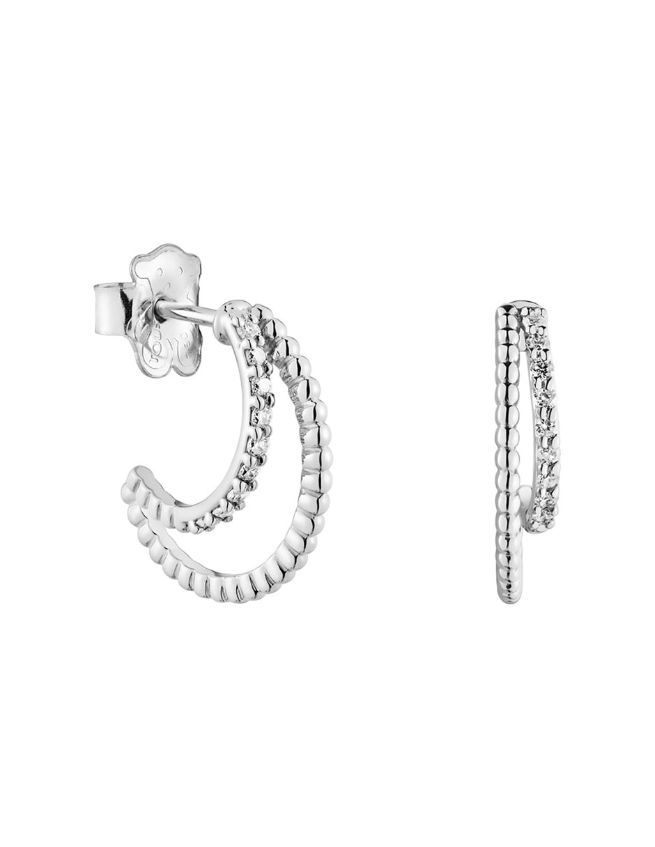 Aretes de luna Les Classiques de oro blanco con acabado brillante diamante 2