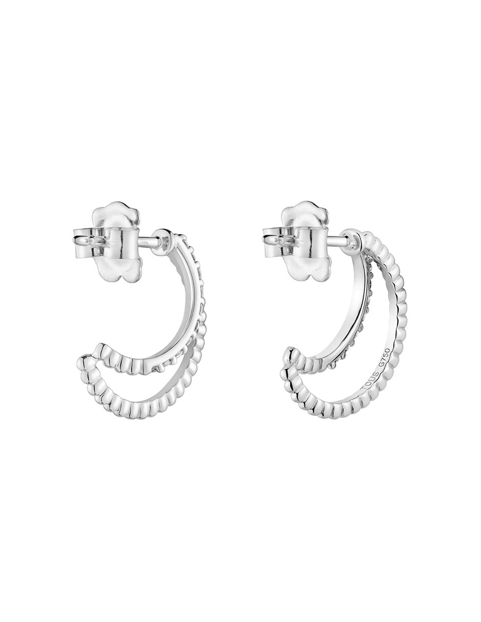 Aretes de luna Les Classiques de oro blanco con acabado brillante diamante 3