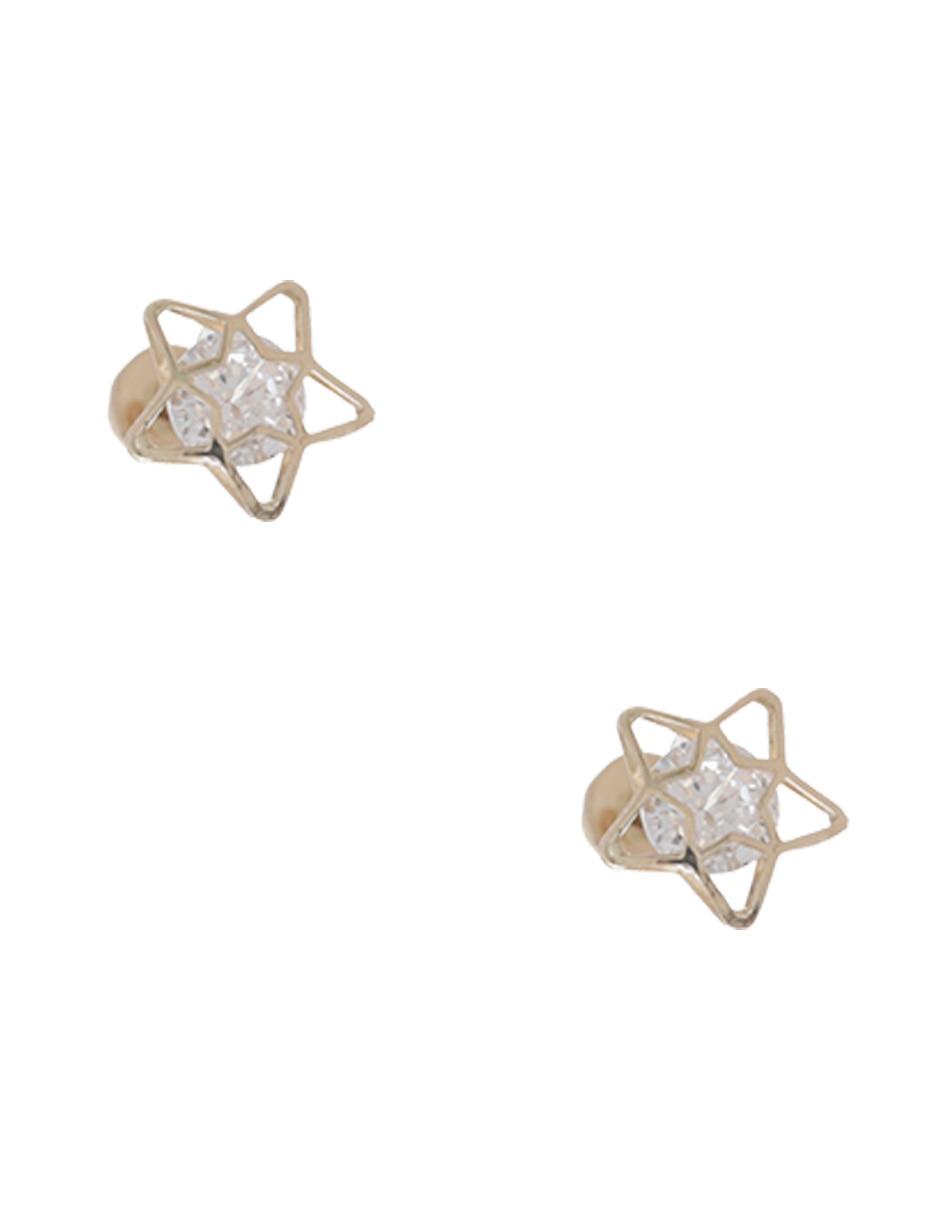 Broqueles de estrella de oro con acabado brillante zirconia
