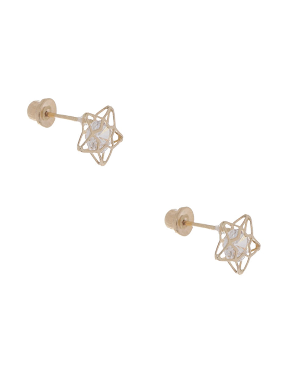 Broqueles de estrella de oro con acabado brillante zirconia 2
