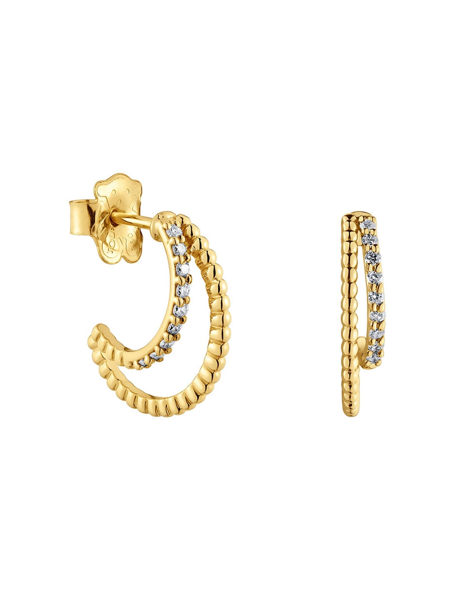 Aretes de luna Les Classiques de oro con acabado brillante diamante 1