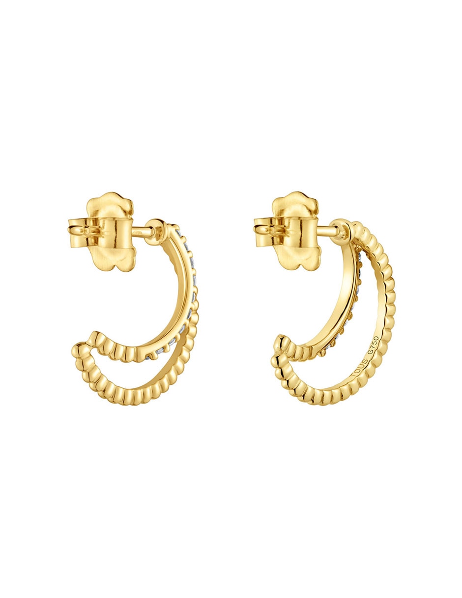 Aretes de luna Les Classiques de oro con acabado brillante diamante 2