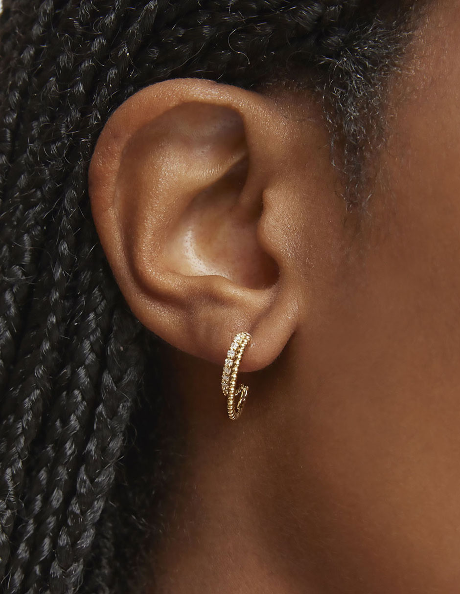 Aretes de luna Les Classiques de oro con acabado brillante diamante 5