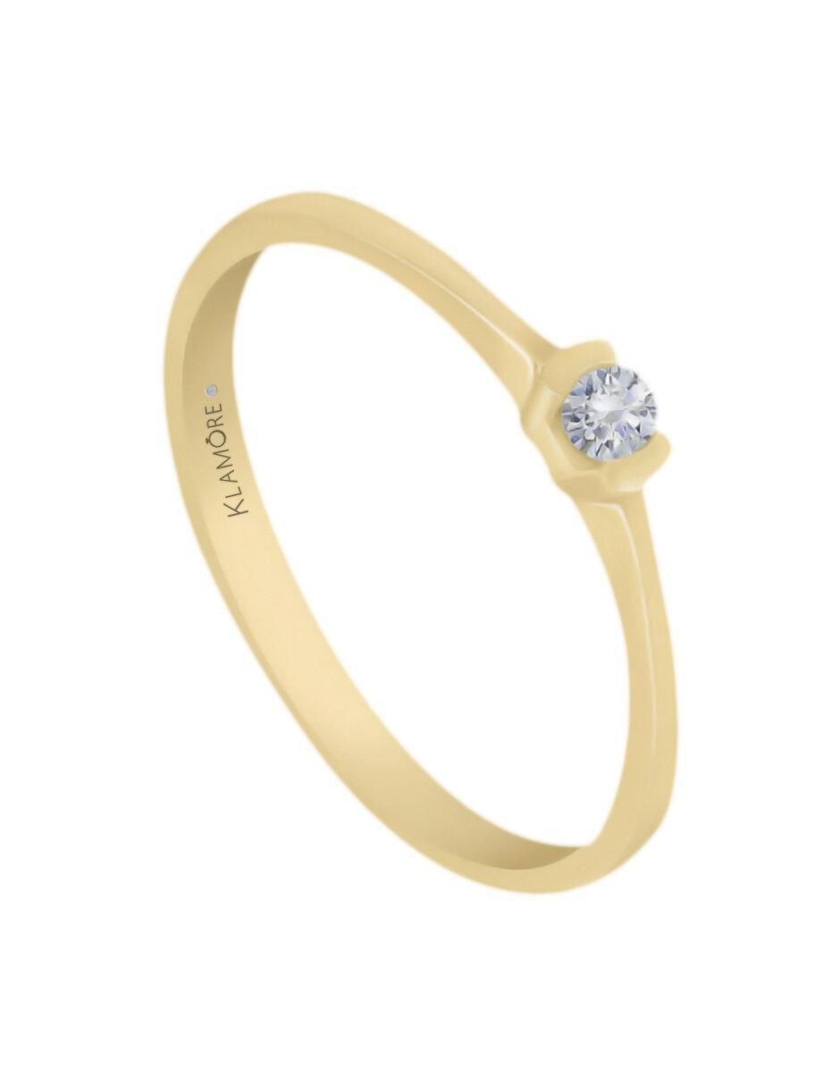 Solitario "de" oro 14 k klamore diamante