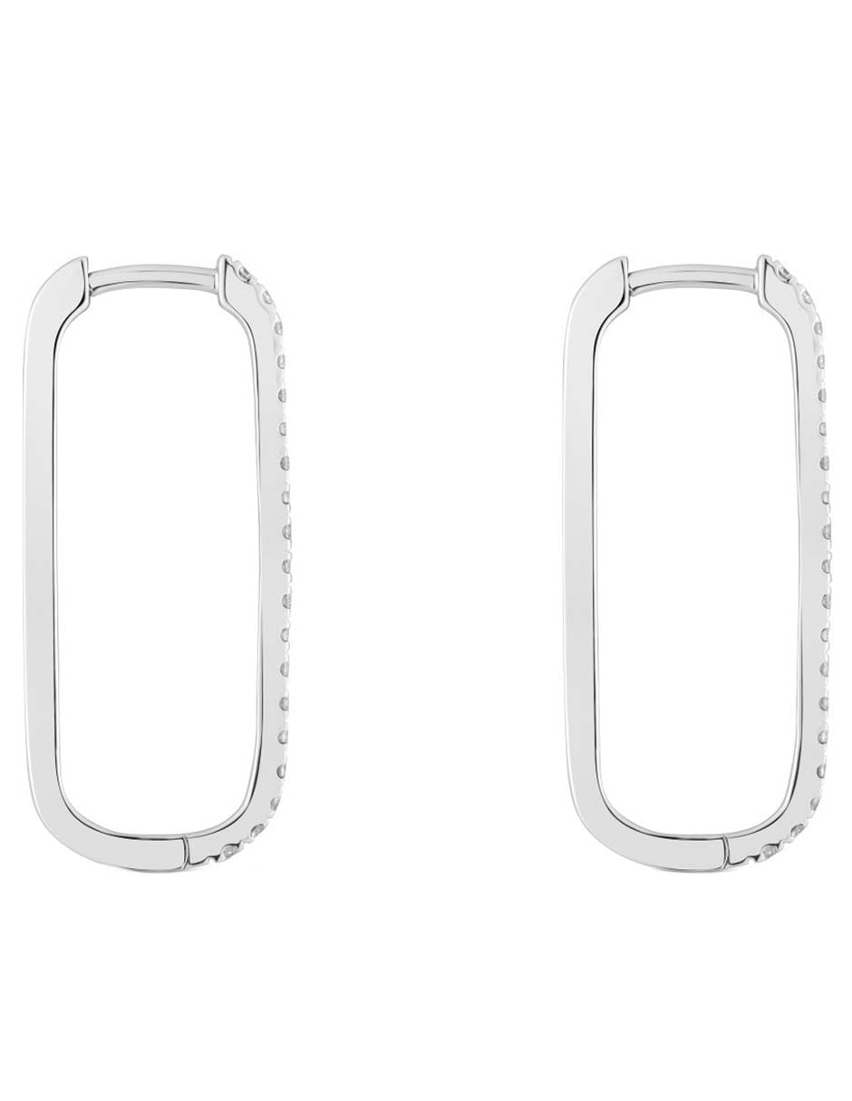 Aretes de aro ovalados Les Classiques de oro blanco con acabado pavé diamante 2