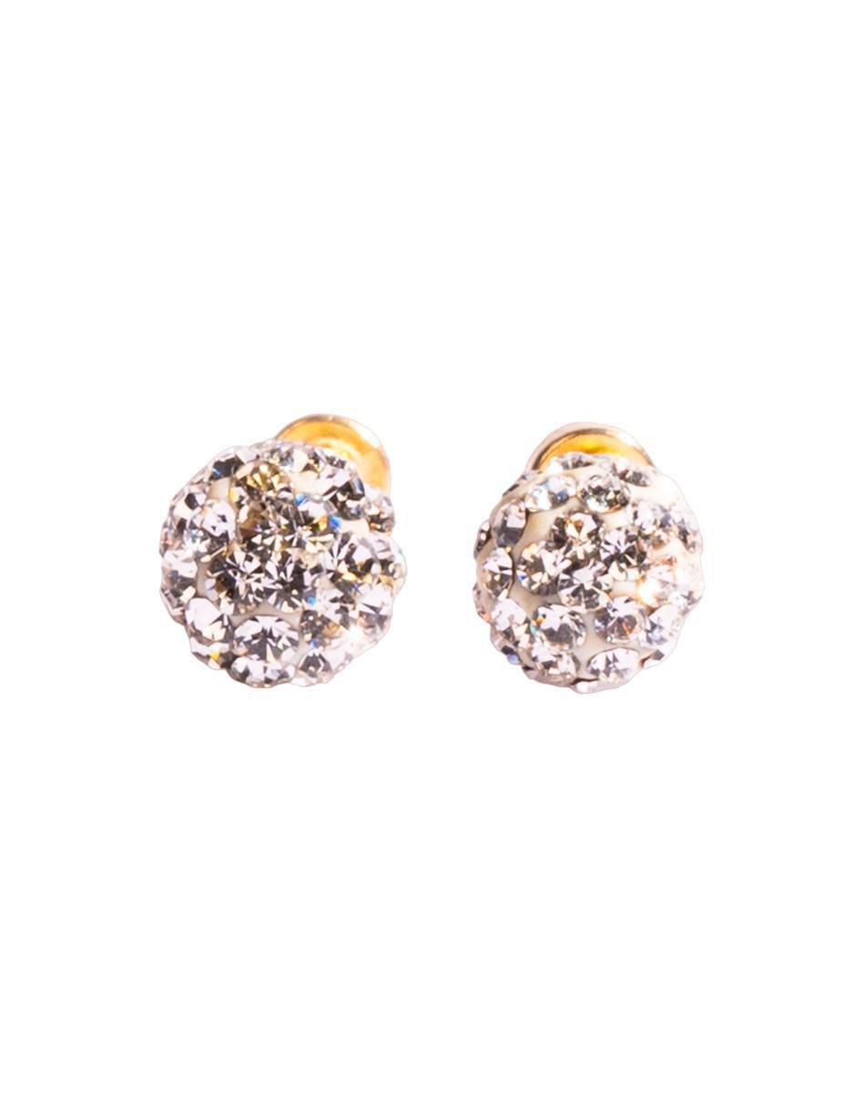 Broqueles redondos de oro con acabado pavé cristal Broqueles redondos de oro con acabado pavé cristal