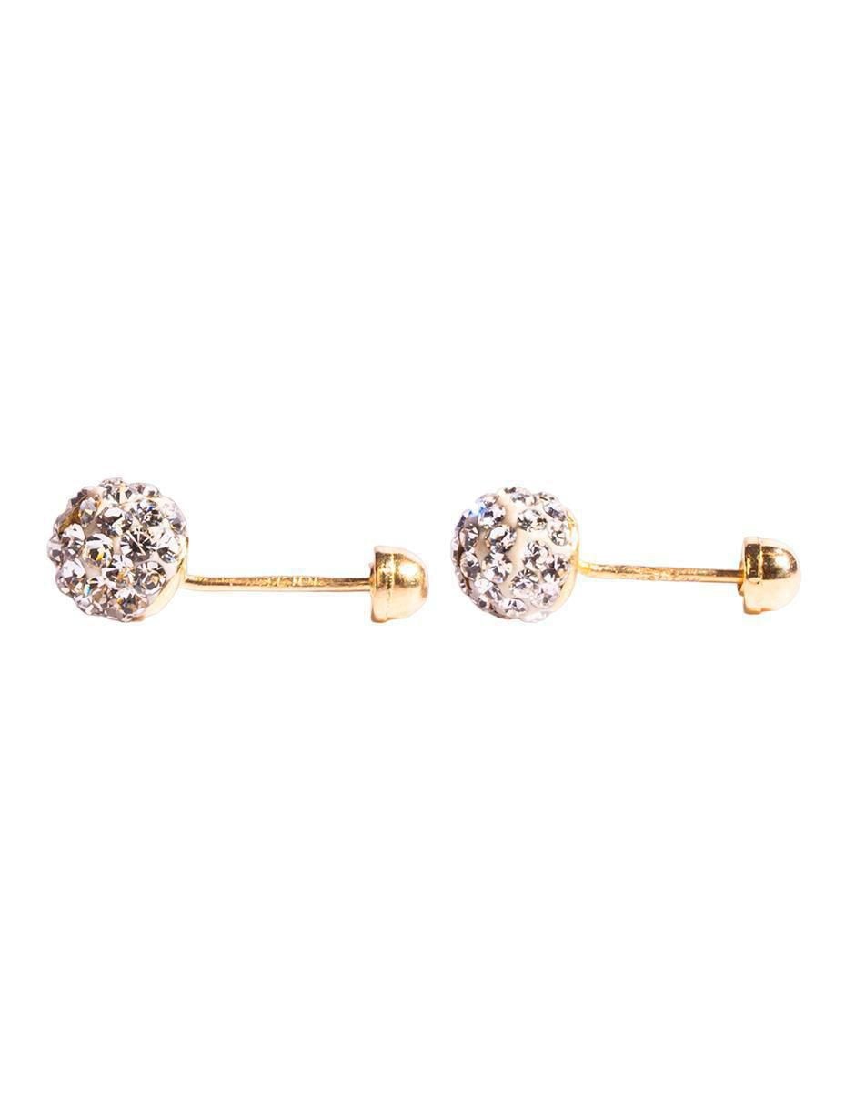 Broqueles redondos de oro con acabado pavé cristal 2