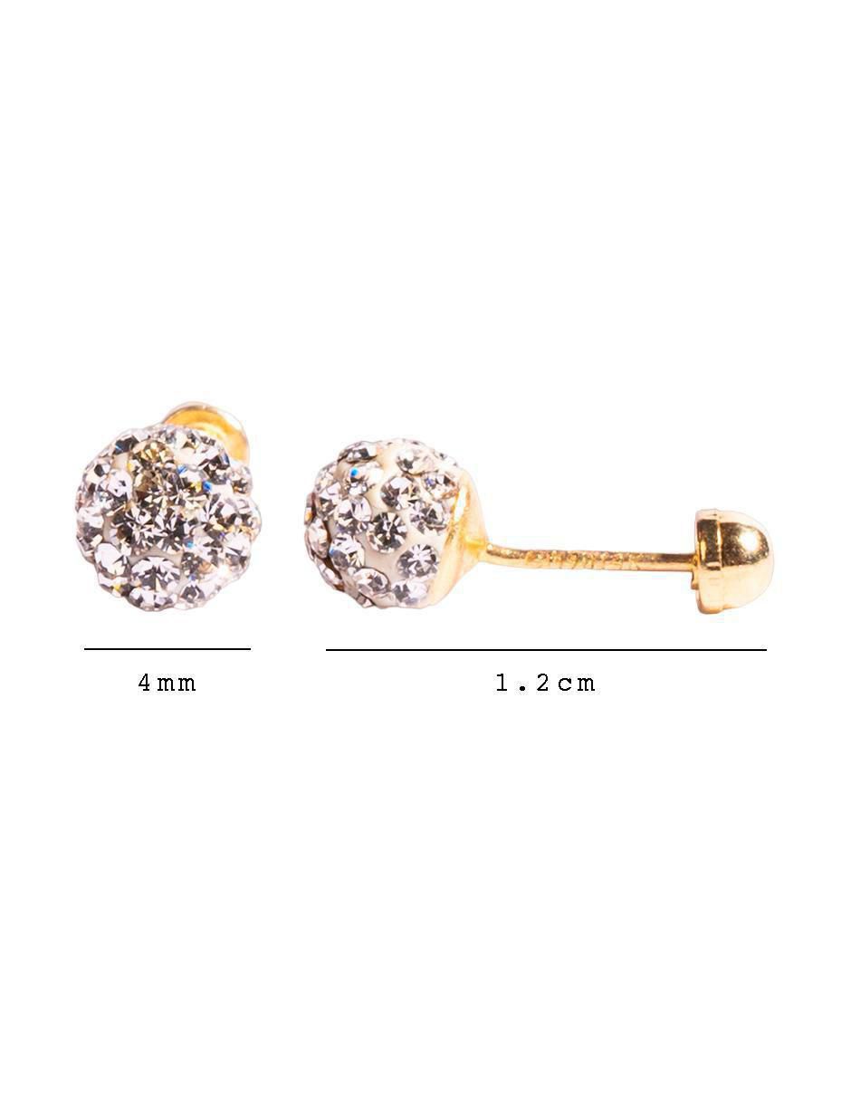 Broqueles redondos de oro con acabado pavé cristal 4