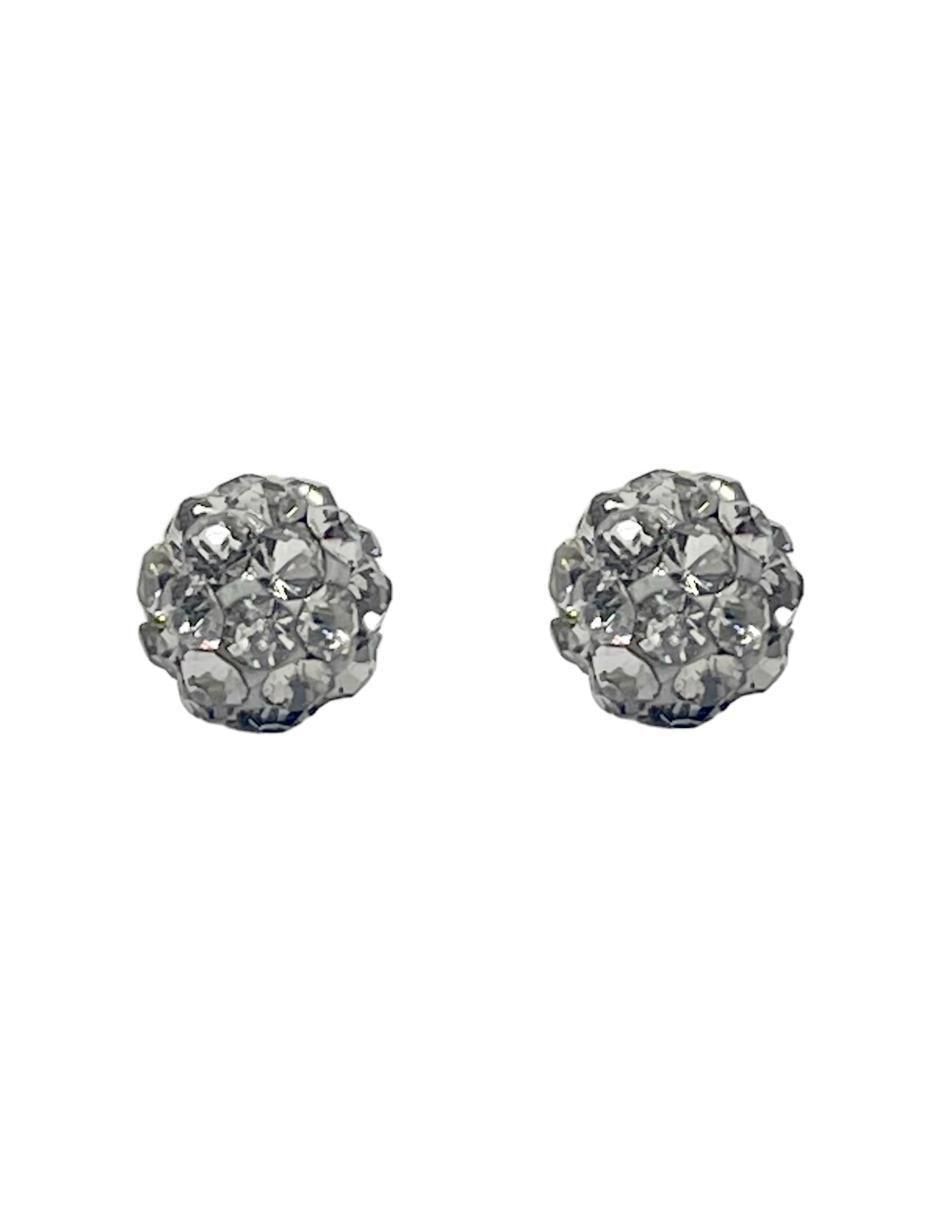 Broqueles redondos de oro con acabado pavé cristal